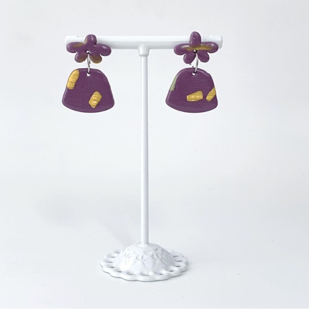 Funky Star Shaped Purple Clay Earrings Hypoallergenic